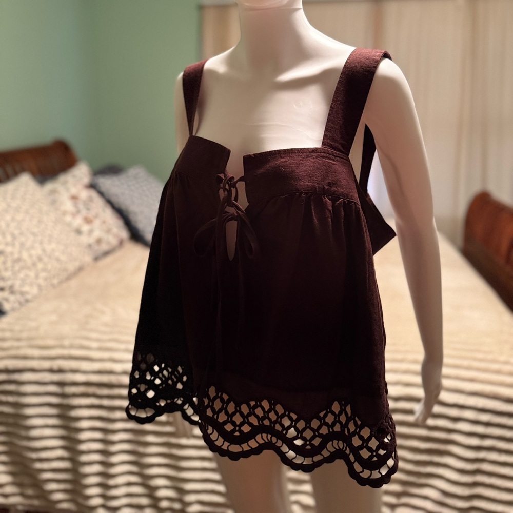 🏷️ NWT Rachel Zoe Mahogany Baby Doll Top | Size XL